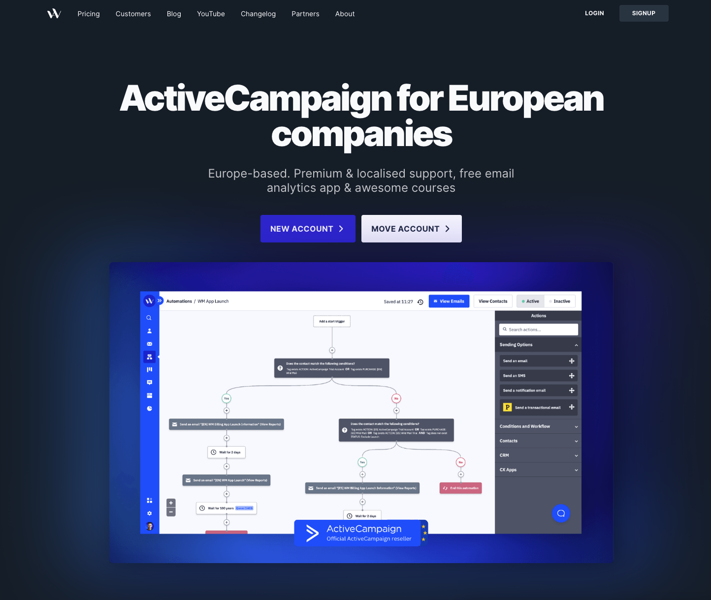 Screenshot of WildMail's website